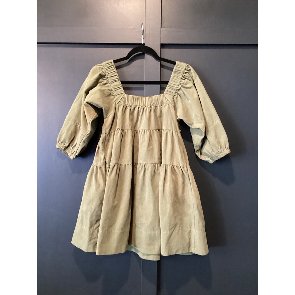 Wisteria Lane cotton Tiered Square Neck Gathered Sleeve Mini baby doll Dress S